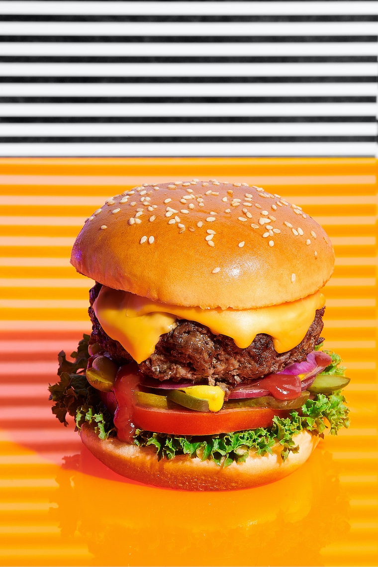 Retro Vintage Cheeseburger commercial food photographer Sarah Flotard 